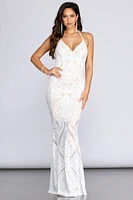 Meg Formal Sequin Halter Dress