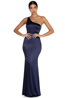 Candice One Shoulder Satin Dress