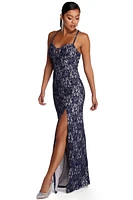 Josephina Formal High Slit Glitter Dress