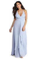 Val Formal Wrap Chiffon Dress