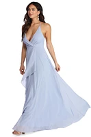 Val Formal Wrap Chiffon Dress