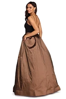 Elaina Formal High Slit Taffeta Dress