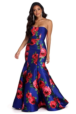 Thea Formal Floral Satin Dress