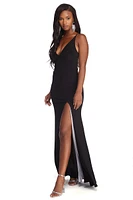 Lia Formal High Slit Rhinestone Dress