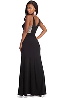 Lia Formal High Slit Rhinestone Dress