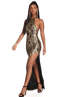 Ali Formal Sequin Scroll Dress