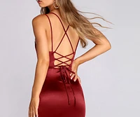 Bryn Satin Lace Up Formal Dress