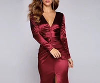 Allison Satin Ruched Formal Dress