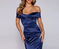 Nathalie Ruched Satin Dress