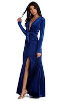 Irina Formal High Slit Velvet Dress