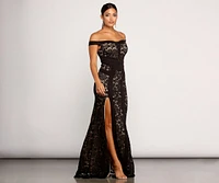 Taylor Formal Off The Shoulder Lace Dress