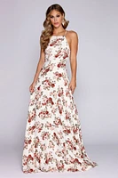 Krystal Formal Floral Open Back Dress