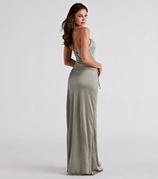 Courtney Tie-Front Satin Formal Dress