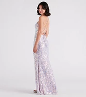 Edlyn Sequin Laceup Mermaid Formal Dress