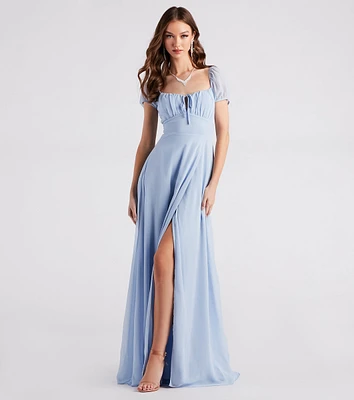 Idina Formal Chiffon Slit Long Dress