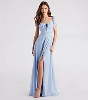 Idina Formal Chiffon Slit Long Dress