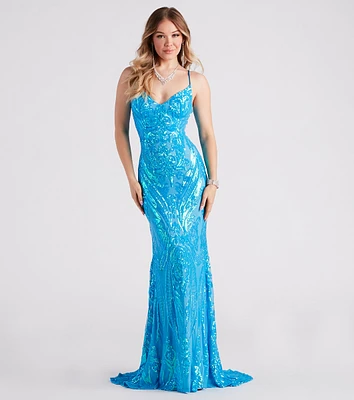 Hayley Formal Sequin V-Neck Mermaid Dress