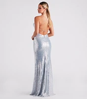 Torrie Formal Sequin Strappy Mermaid Dress