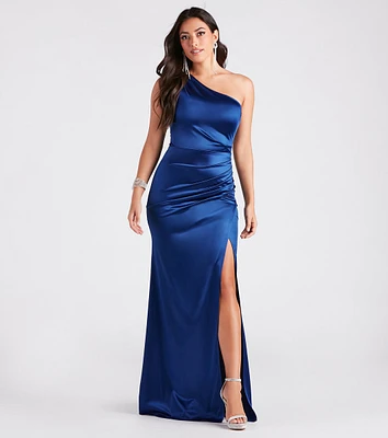 Janessa Formal Satin One Shoulder Mermaid Dress