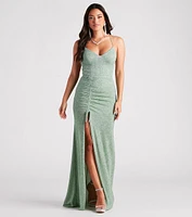 Raina Glitter Knit High Slit Mermaid Dress