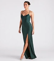 Emerson Strappy Back High Slit Formal Dress