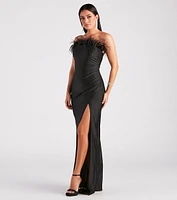 Blake Formal Strapless Feather Mermaid Dress