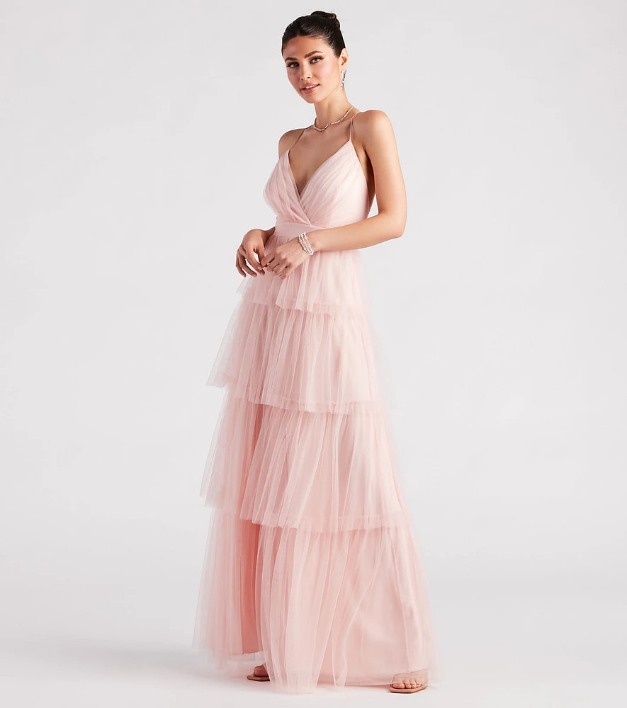 Tyra Formal Tulle Tiered A-Line Dress