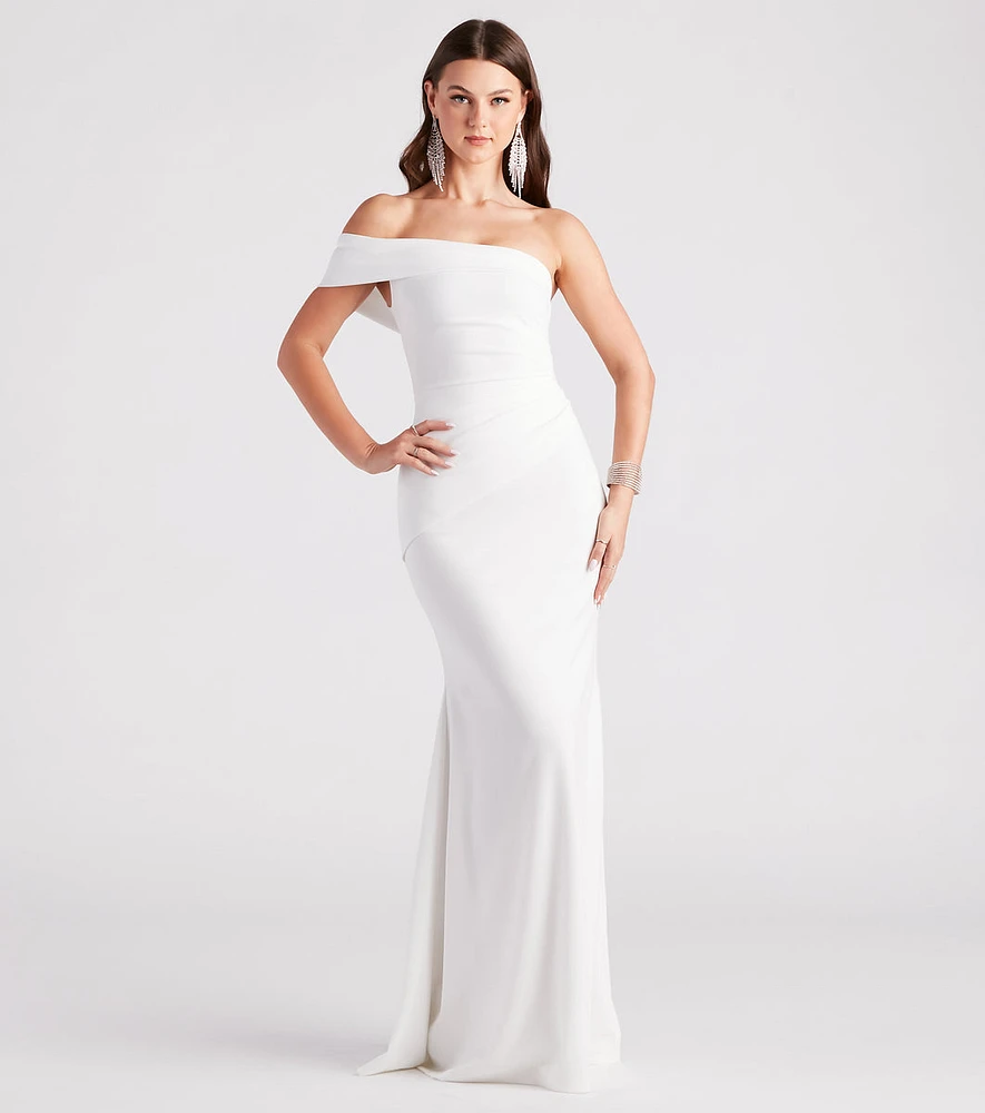 Jackelyn Formal Crepe Wrap Mermaid Dress