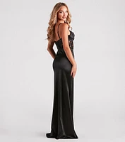Everly Formal Satin Lace Mermaid Dress
