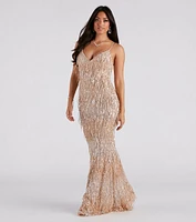 Rebekah Formal Sequin Fringe Mermaid Dress