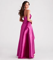 Gabbie Formal Satin Halter High-Low Dress