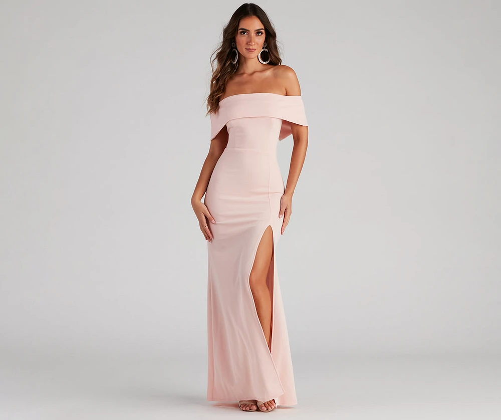 Coralie Off Shoulder Front Slit Dress