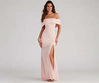 Coralie Off Shoulder Front Slit Dress