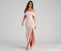 Coralie Off Shoulder Front Slit Dress