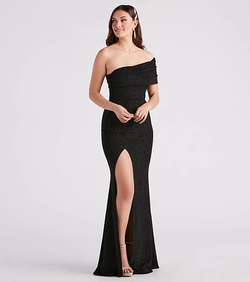 Victoria Formal Glitter Off Shoulder Dress