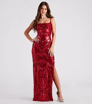 Bethany Formal Sequin Slit Long Dress