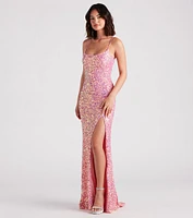 Emmeline Iridescent Sequin A-Line Formal Dress