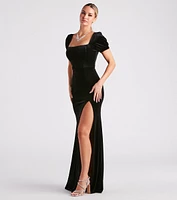 Claudia Formal Velvet Slit Mermaid Dress