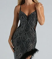 Sherry Formal Rhinestone Marabou Long Dress