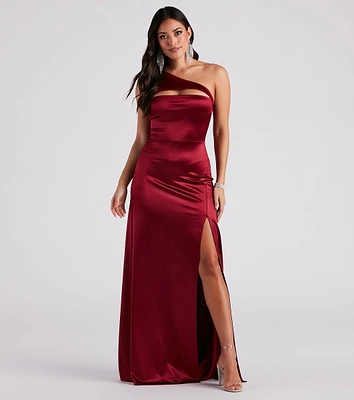 Skyla Formal Satin One-Shoulder A-Line Dress