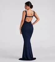 Daniella Formal Glitter Open Back Mermaid Dress