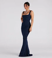 Daniella Formal Glitter Open Back Mermaid Dress