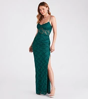 Adelaide Formal Glitter Lace Slit Long Dress