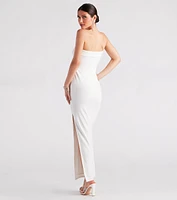 Kaisley Strapless High Slit Slim-Fit Formal Dress