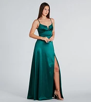 Darla Formal Satin A-Line Long Dress