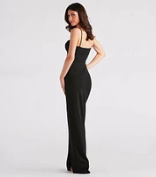 Justine Formal Crepe Sweetheart Long Dress