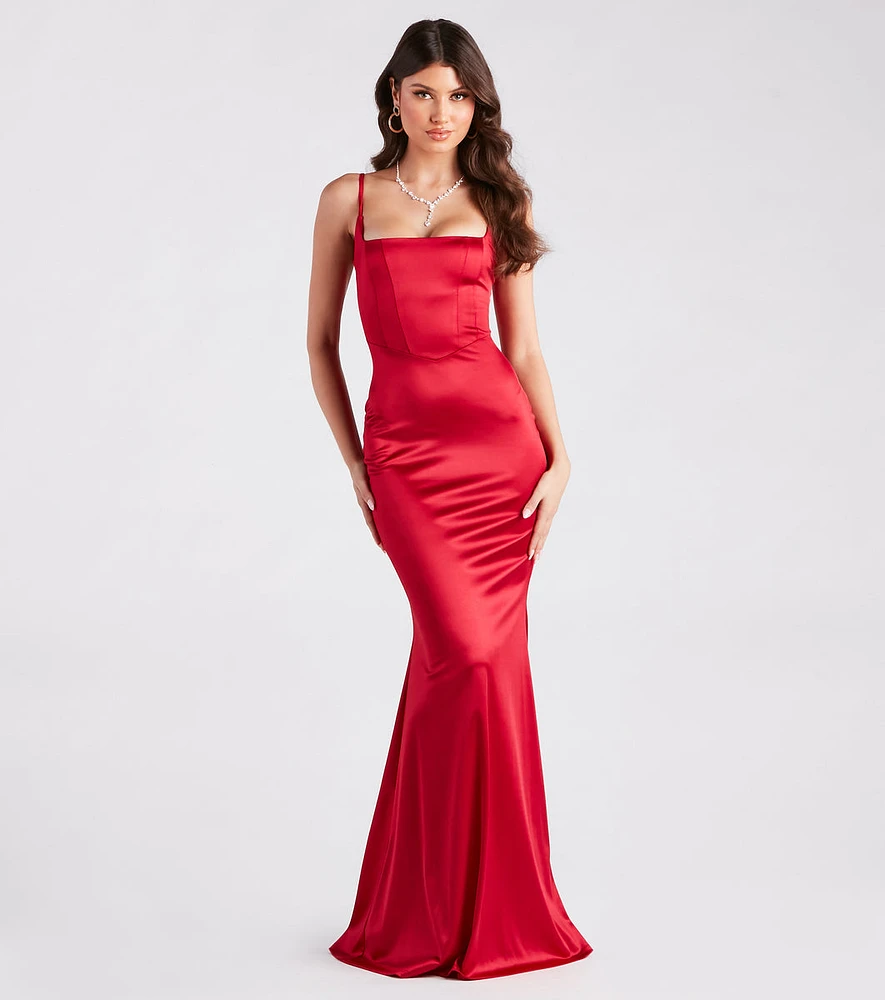 Erin Formal Satin Mermaid Long Dress