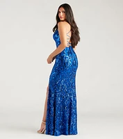 Allegra Formal Sequin Lace-Up Mermaid Dress