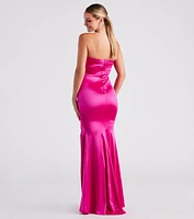 Mia Formal Satin Strapless Long Dress