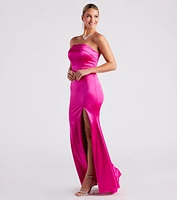 Mia Formal Satin Strapless Long Dress